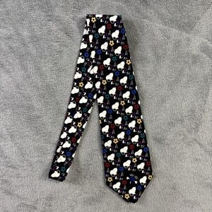 VTG Peanuts Neck Tie Snoopy Cartoon Soccer Goal 100% Silk Football Sports USA